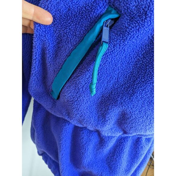 Vintage Fleece 1/2 Zip Jacket Purple Teal 90s Pullover Gorpcore Ski Pocket Usa L - Picture 6 of 10